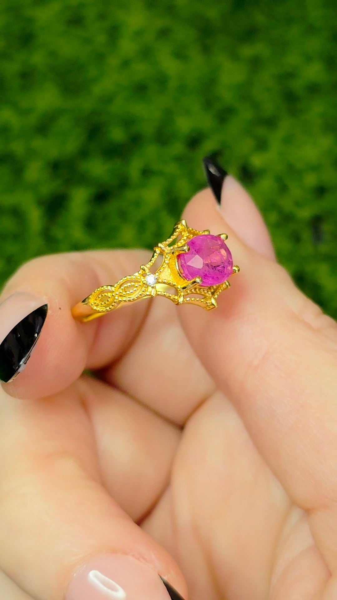 Pink Sapphire Spiderweb Ring