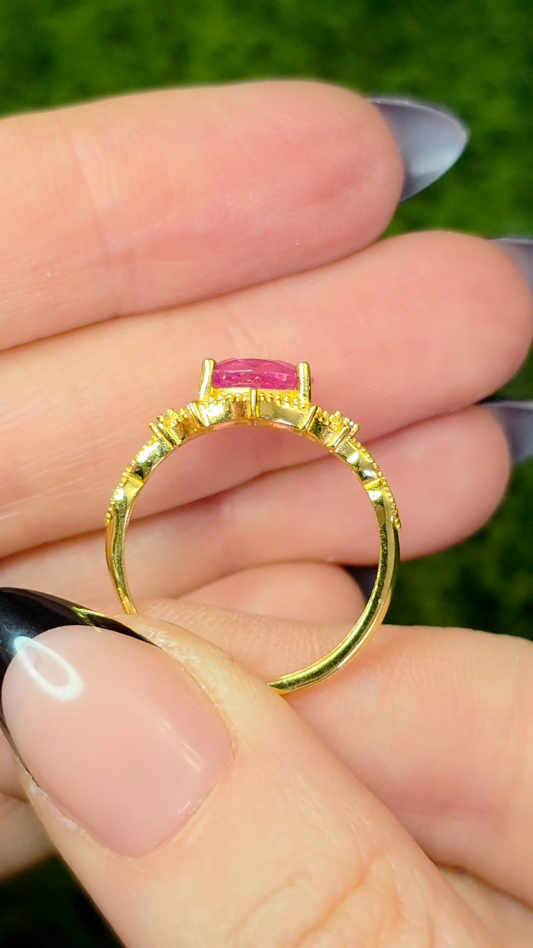 Pink Sapphire Spiderweb Ring