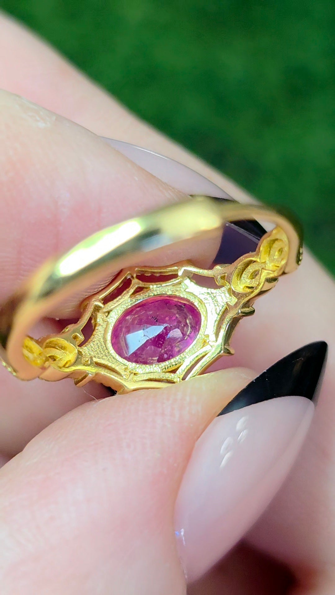 Pink Sapphire Spiderweb Ring