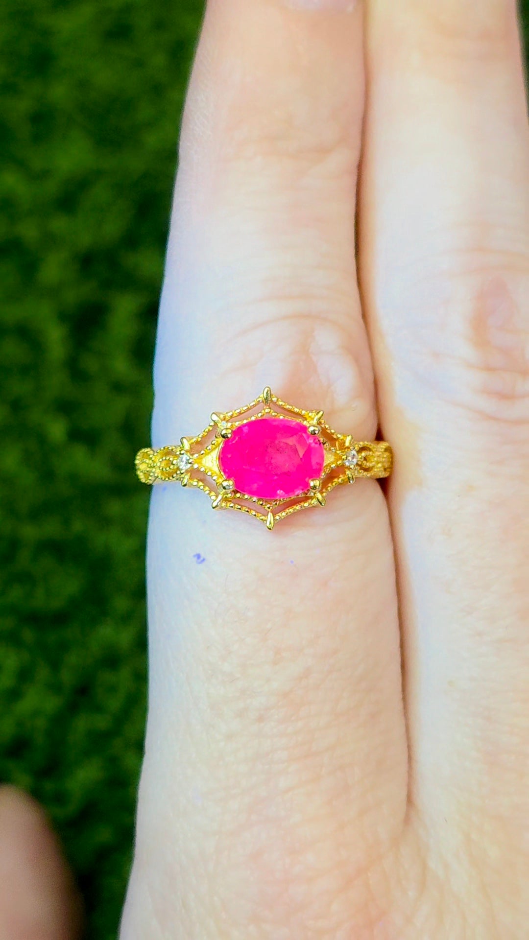 Pink Sapphire Spiderweb Ring