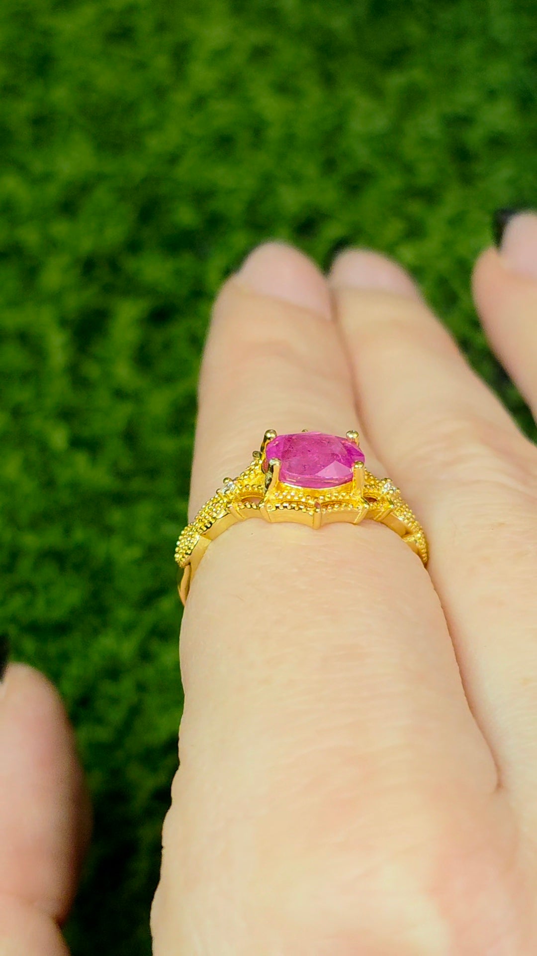 Pink Sapphire Spiderweb Ring