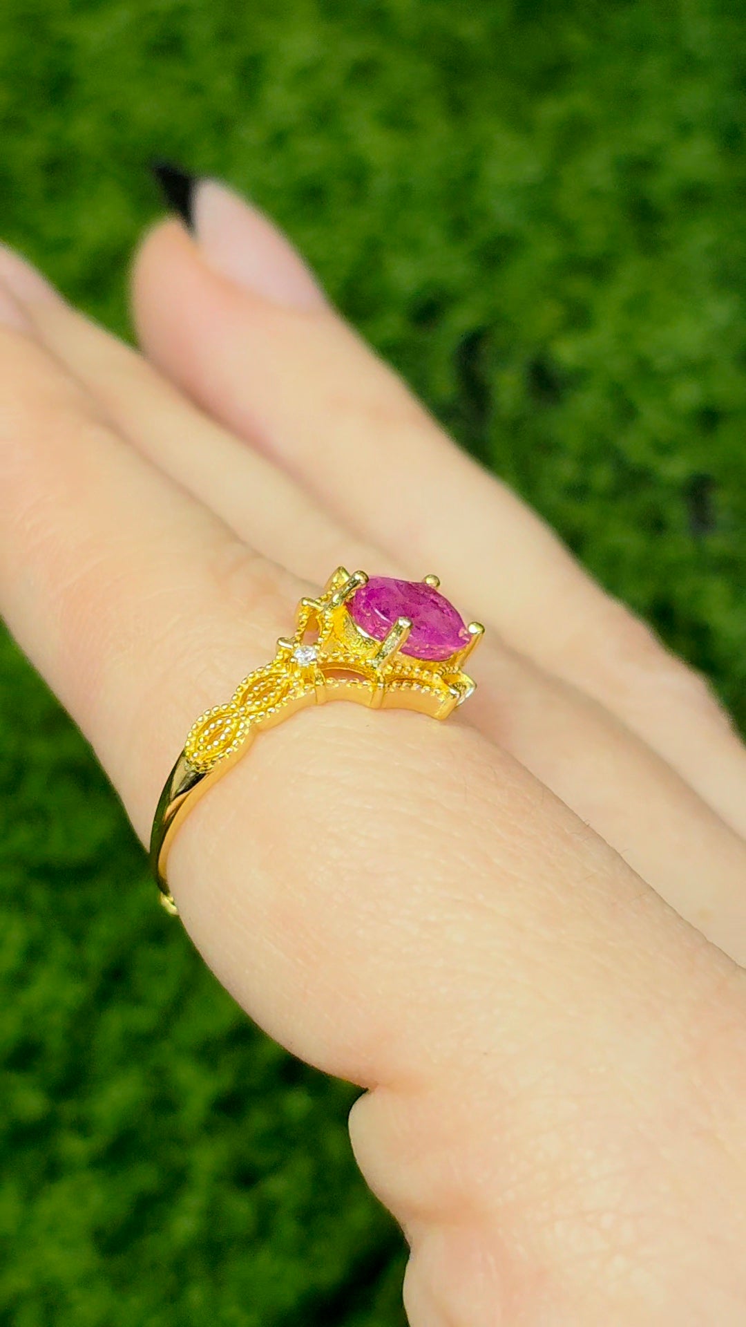 Pink Sapphire Spiderweb Ring