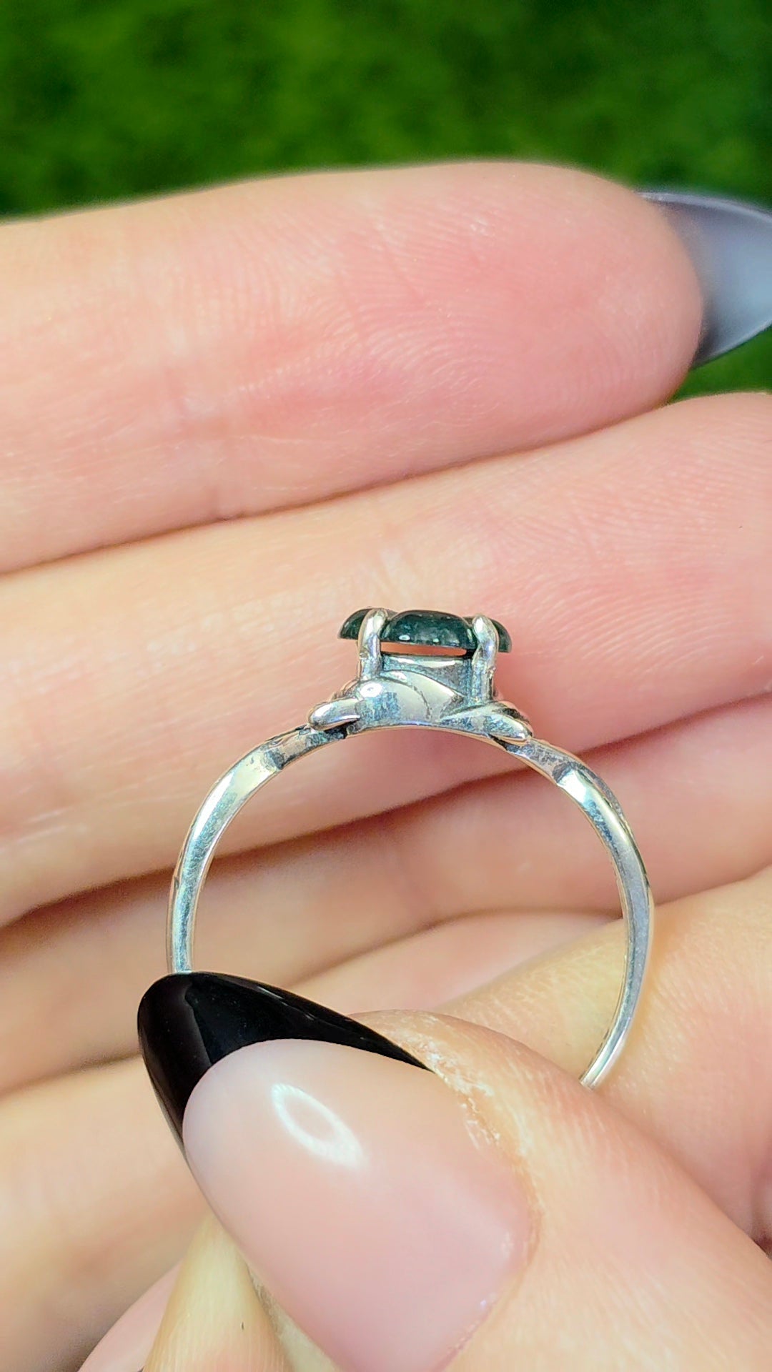 Blue Water Jadeite Clover Ring C
