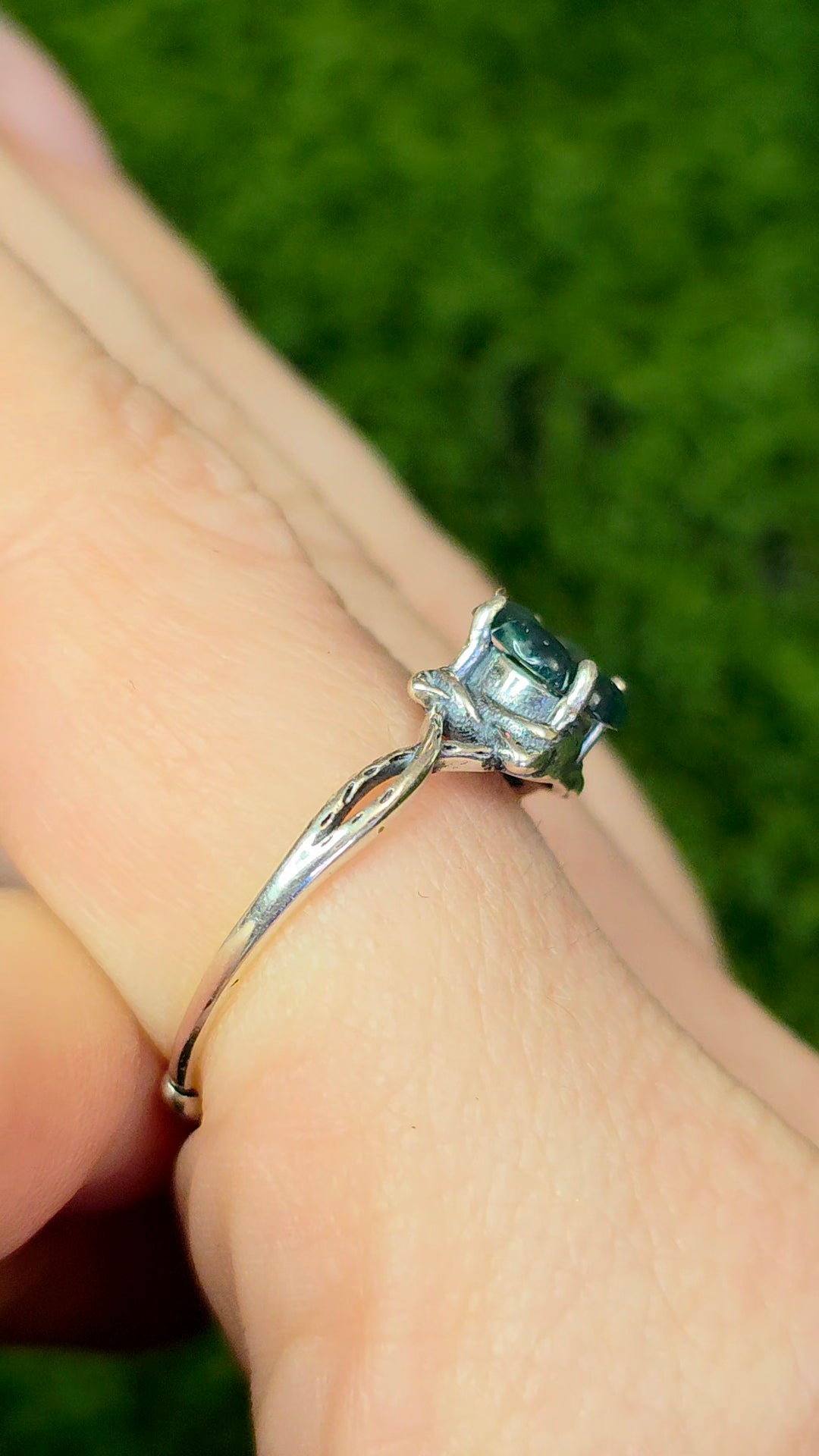 Blue Water Jadeite Clover Ring C