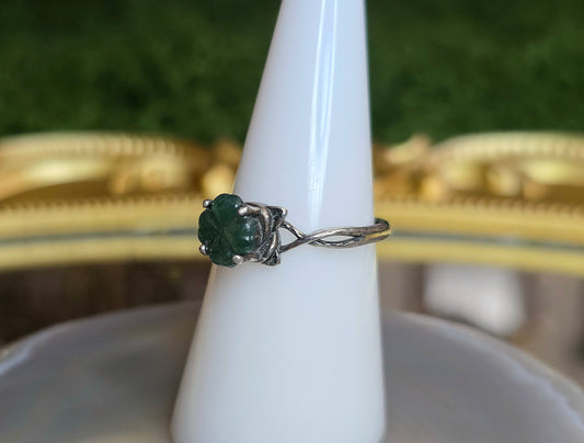 Blue Water Jadeite Clover Ring D