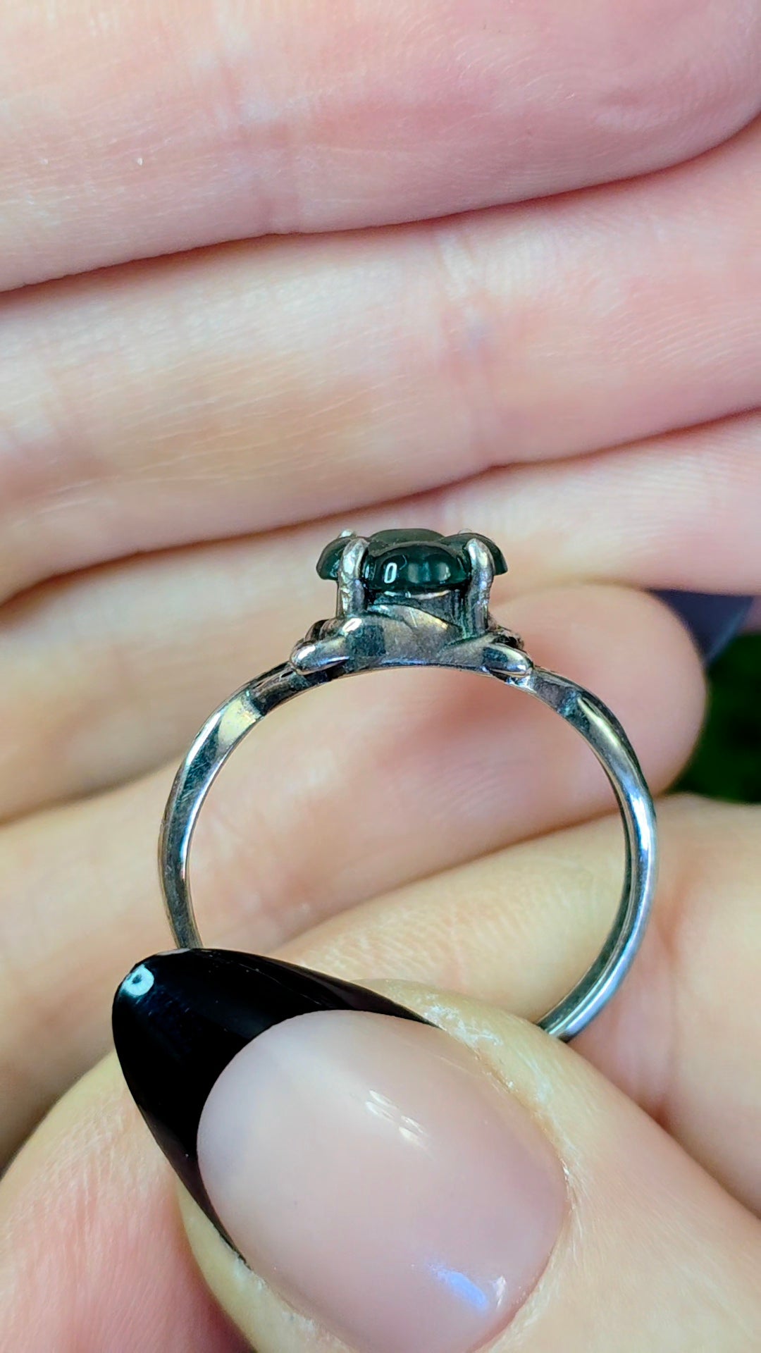 Blue Water Jadeite Clover Ring D