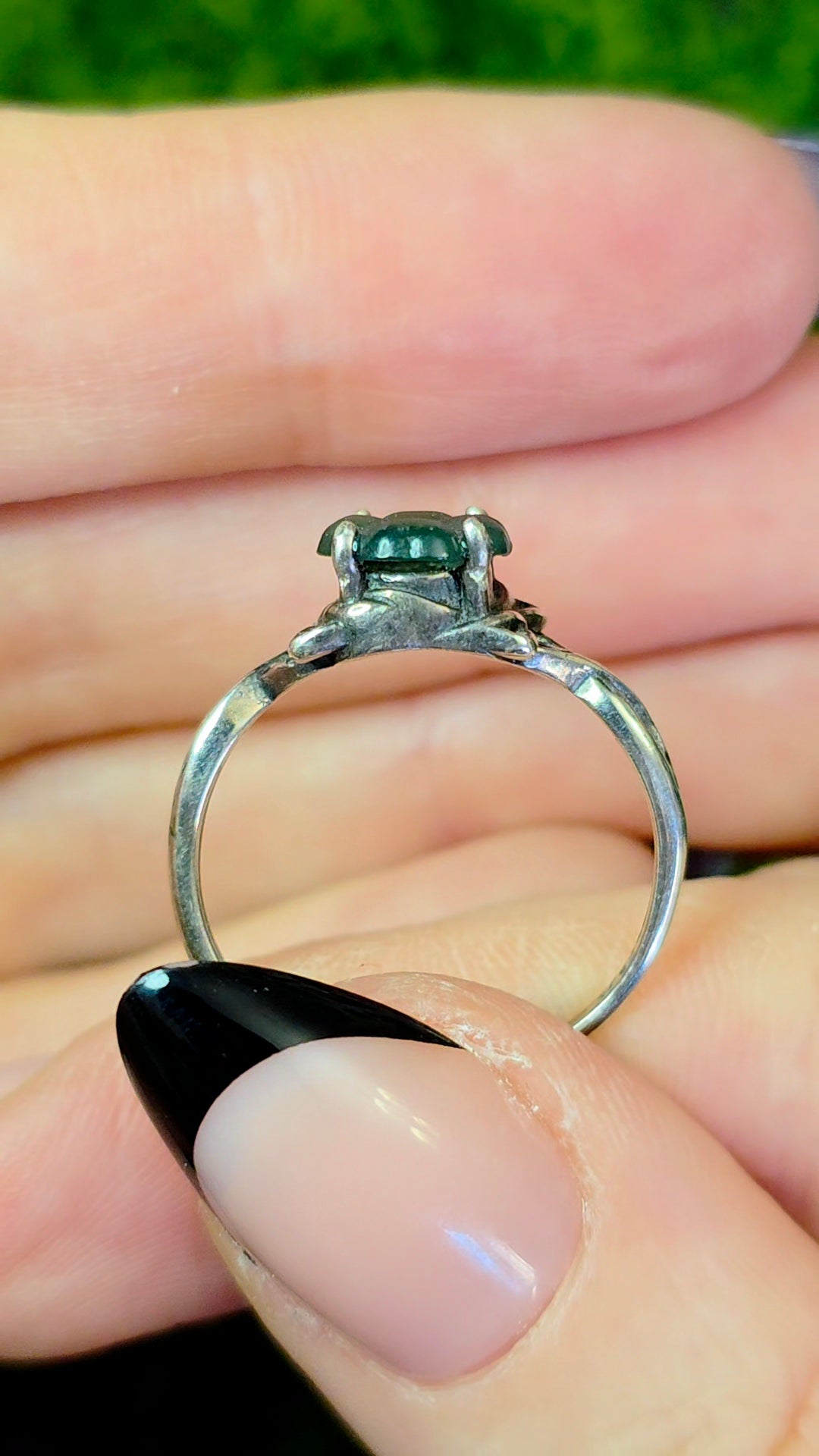 Blue Water Jadeite Clover Ring D