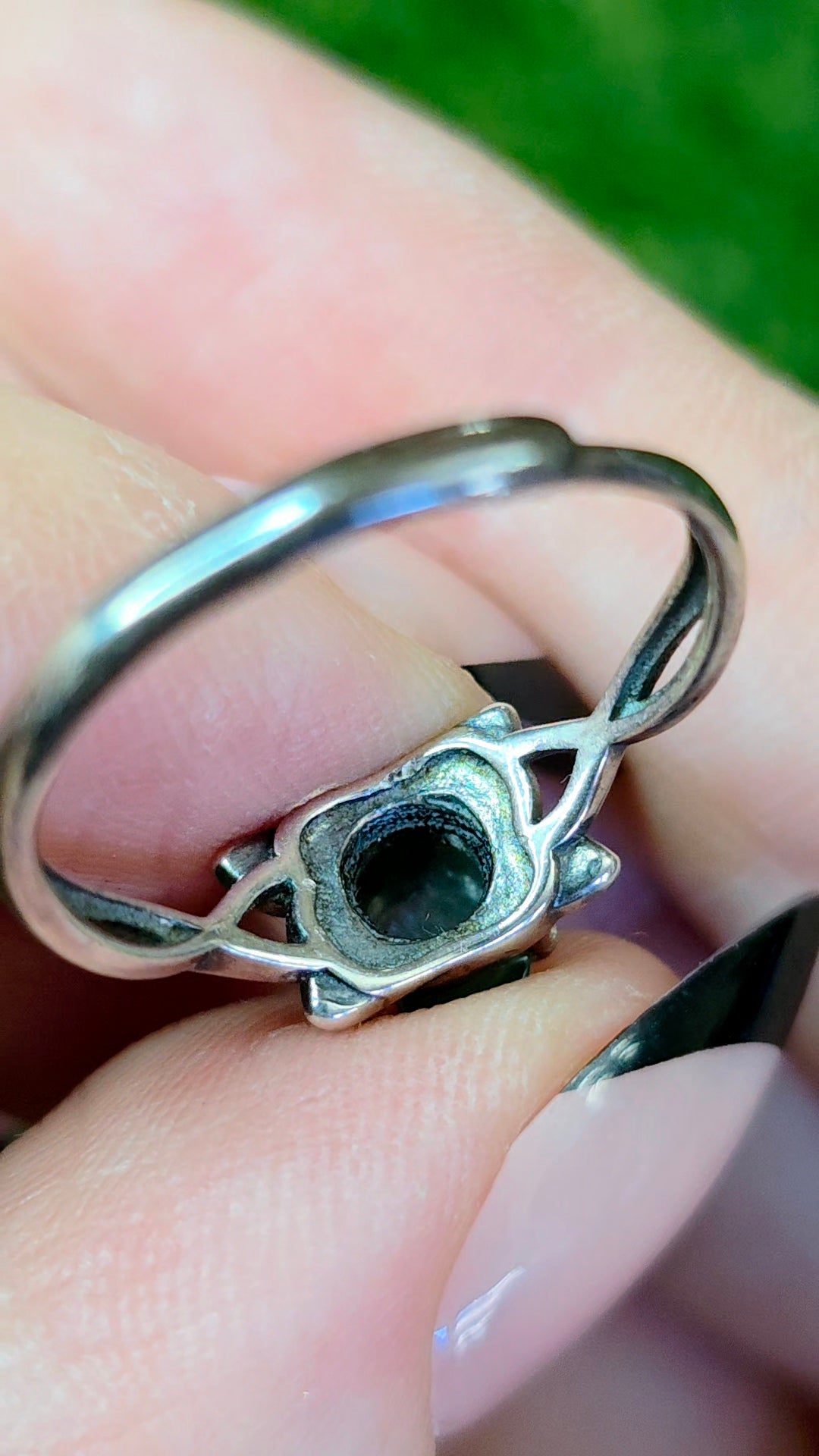 Blue Water Jadeite Clover Ring D