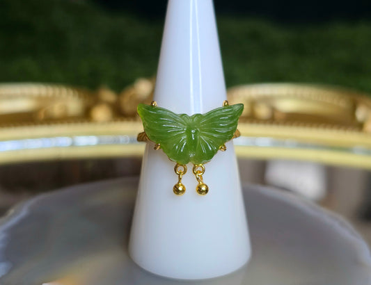Green Jadeite Butterfly Ring