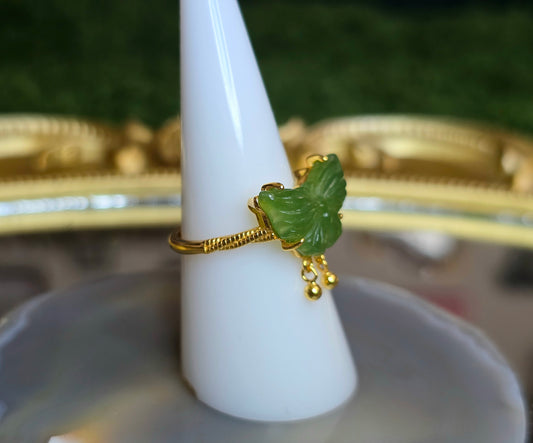 Green Jadeite Butterfly Ring