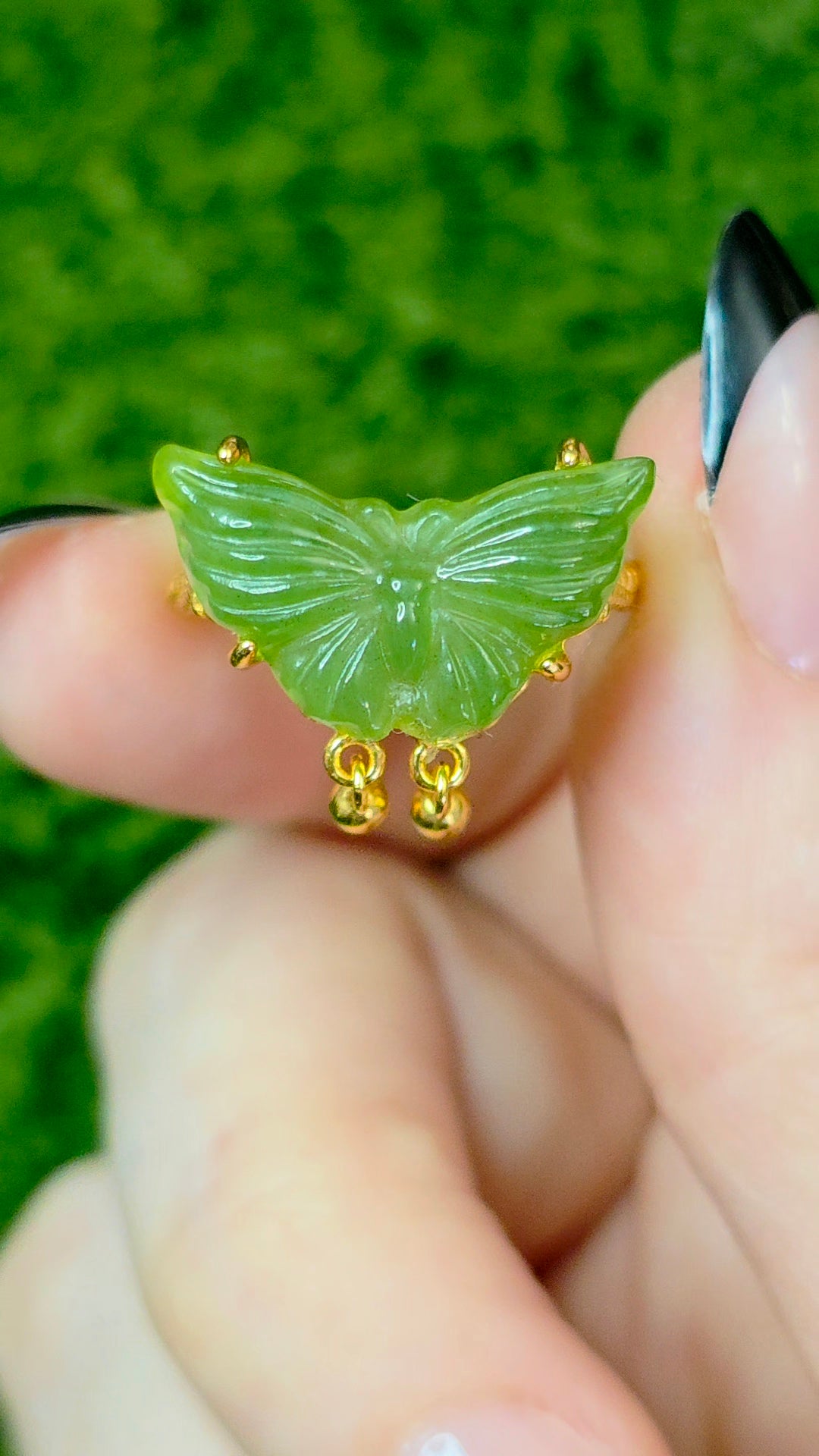 Green Jadeite Butterfly Ring