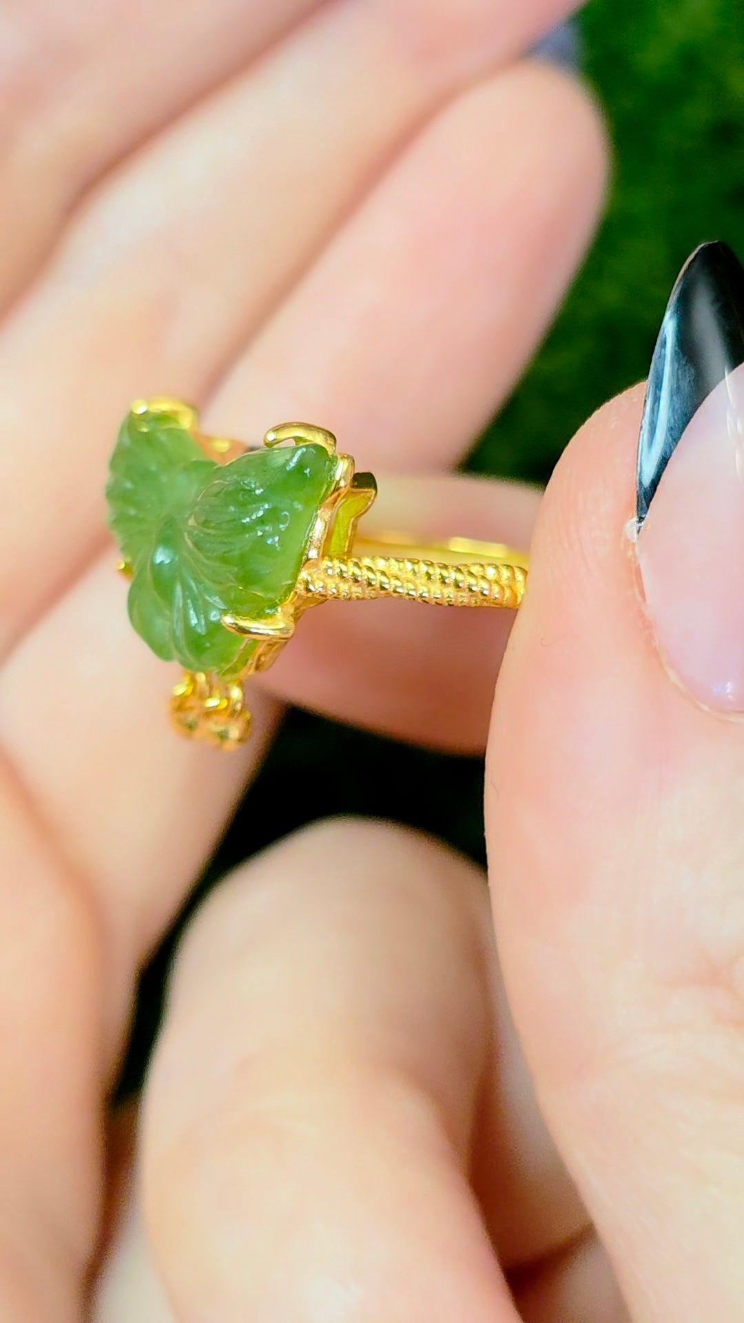 Green Jadeite Butterfly Ring