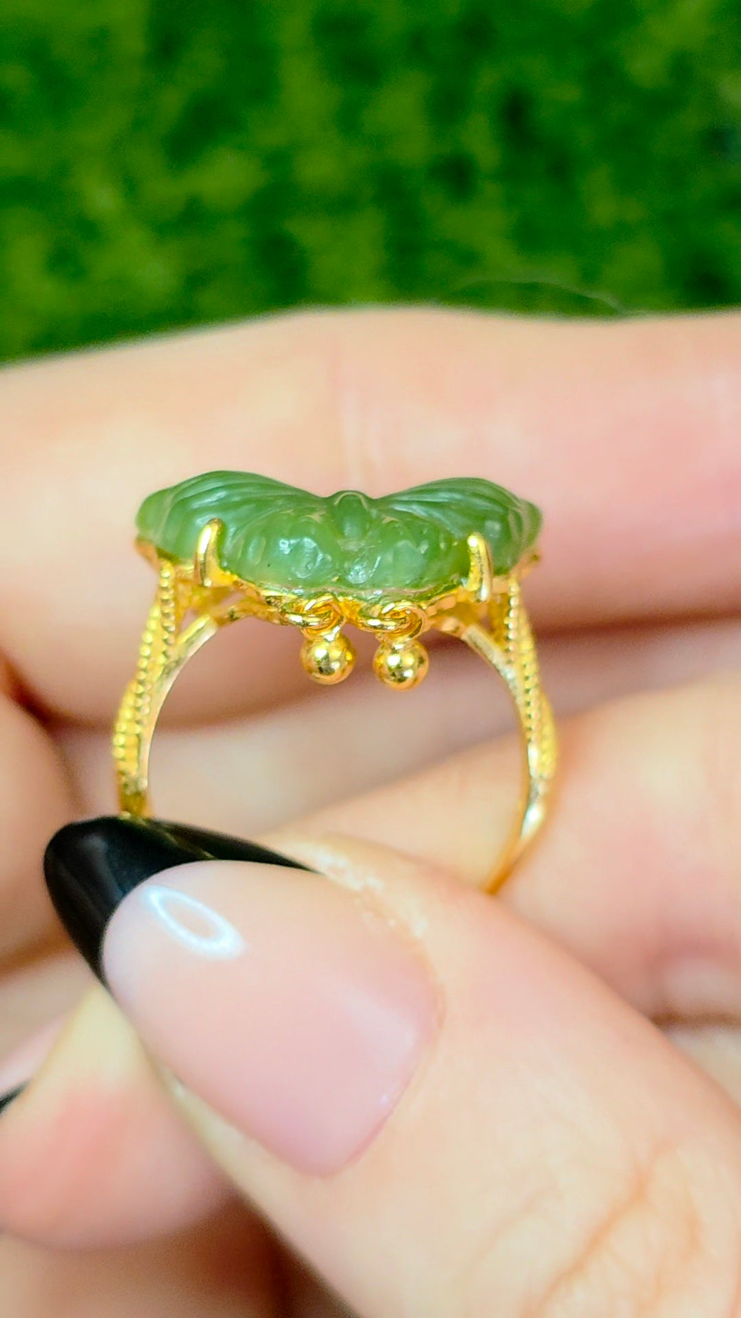 Green Jadeite Butterfly Ring