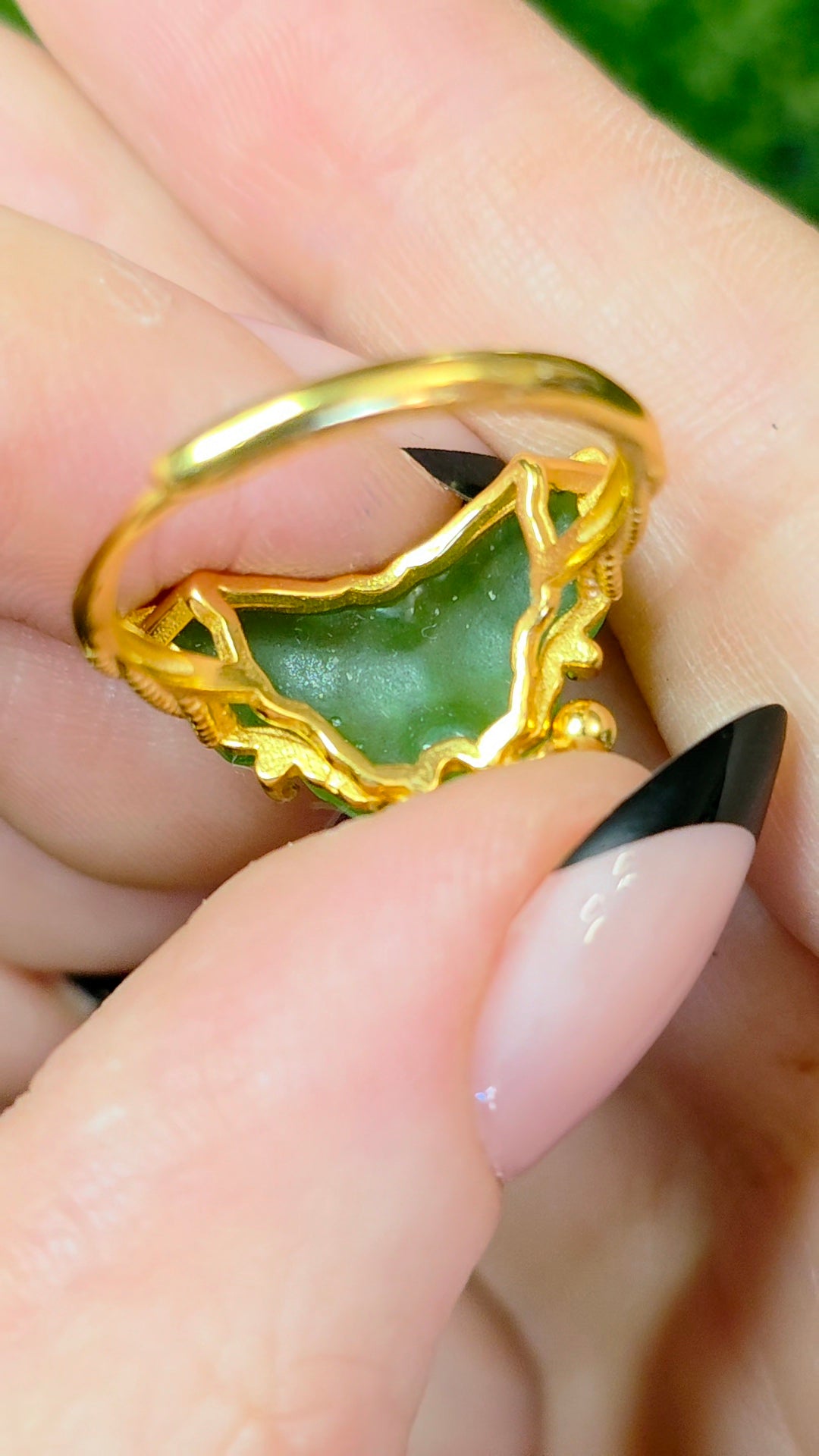 Green Jadeite Butterfly Ring