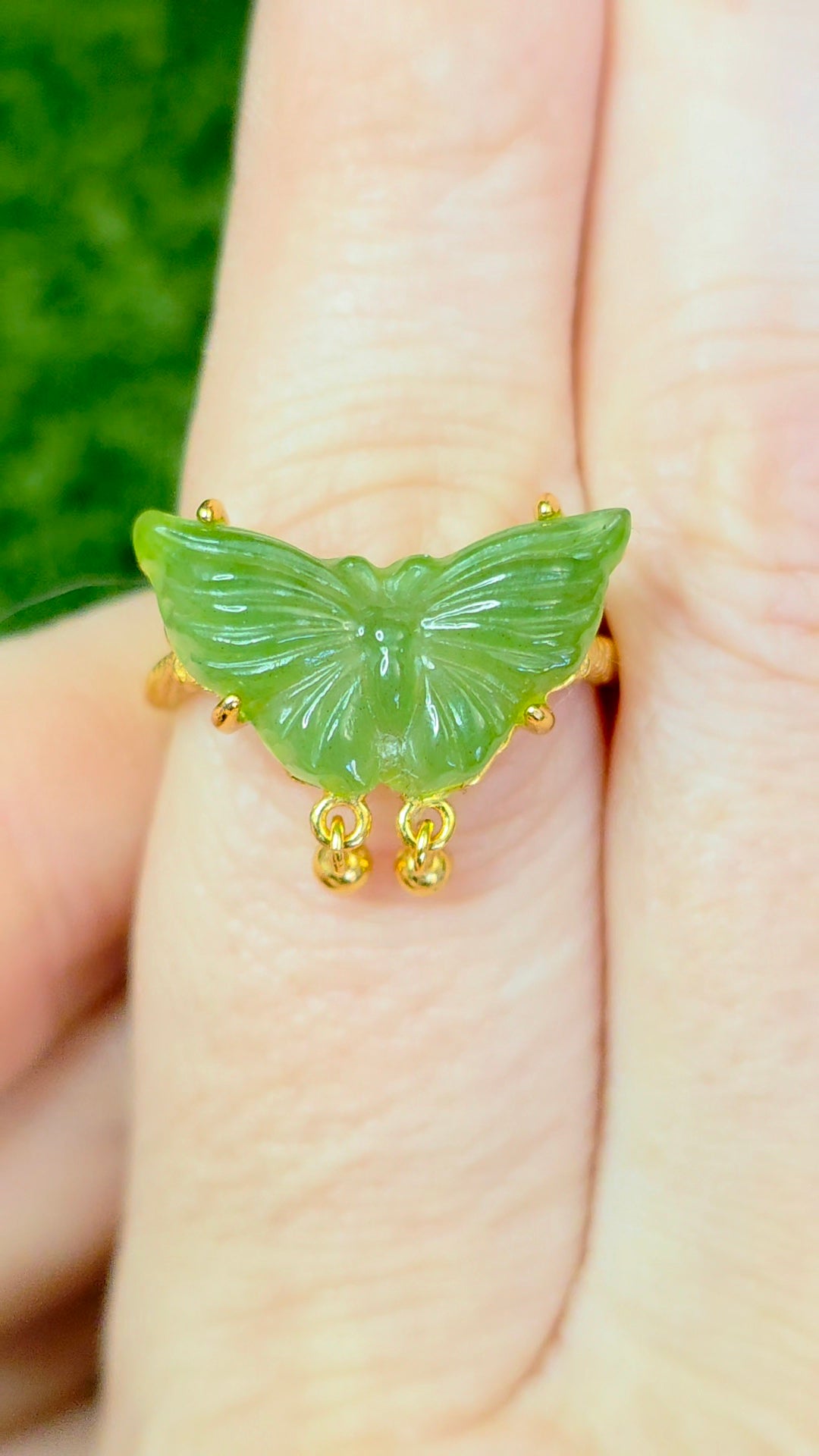 Green Jadeite Butterfly Ring