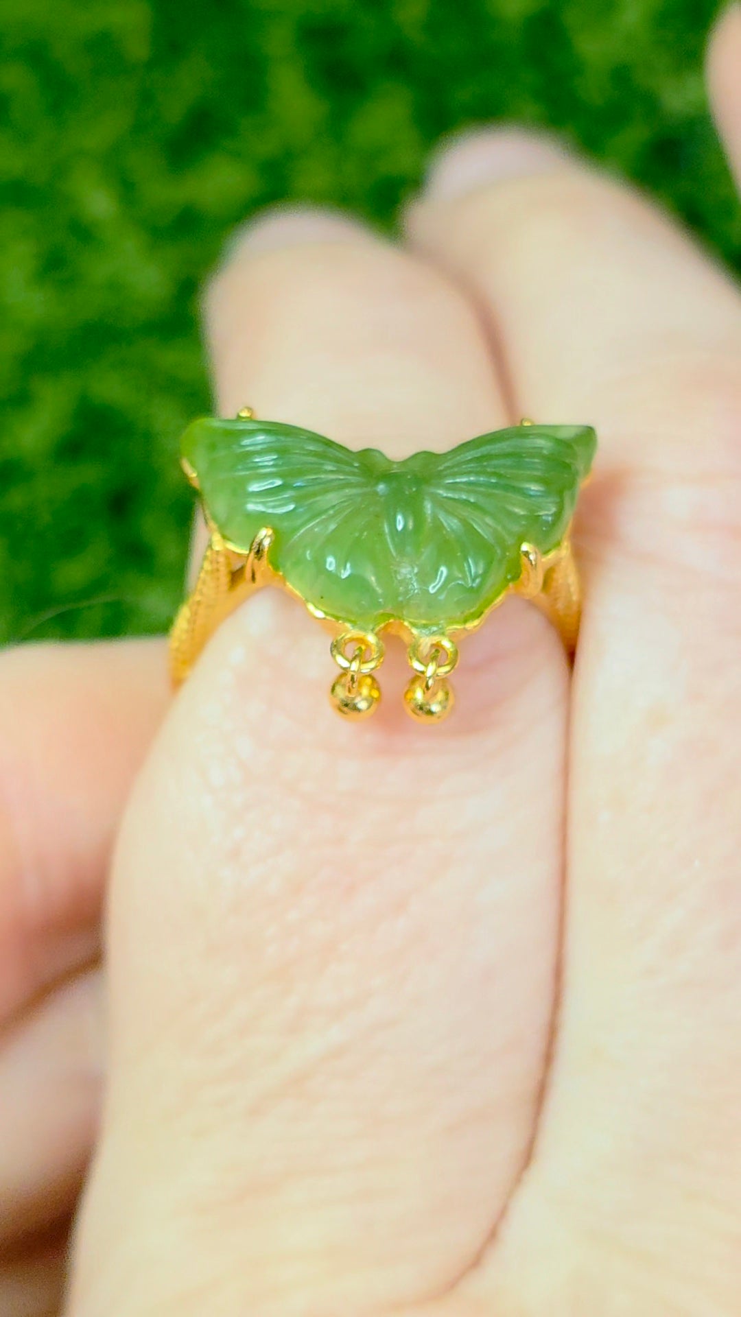 Green Jadeite Butterfly Ring