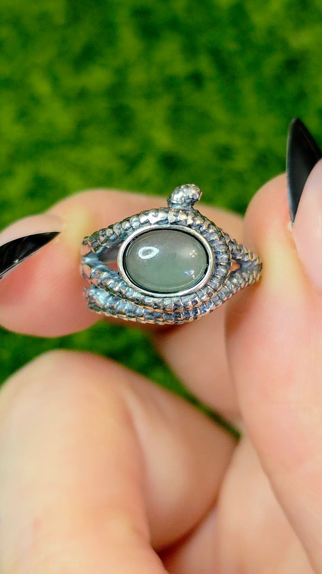 Blue Water Jadeite Snake Ring