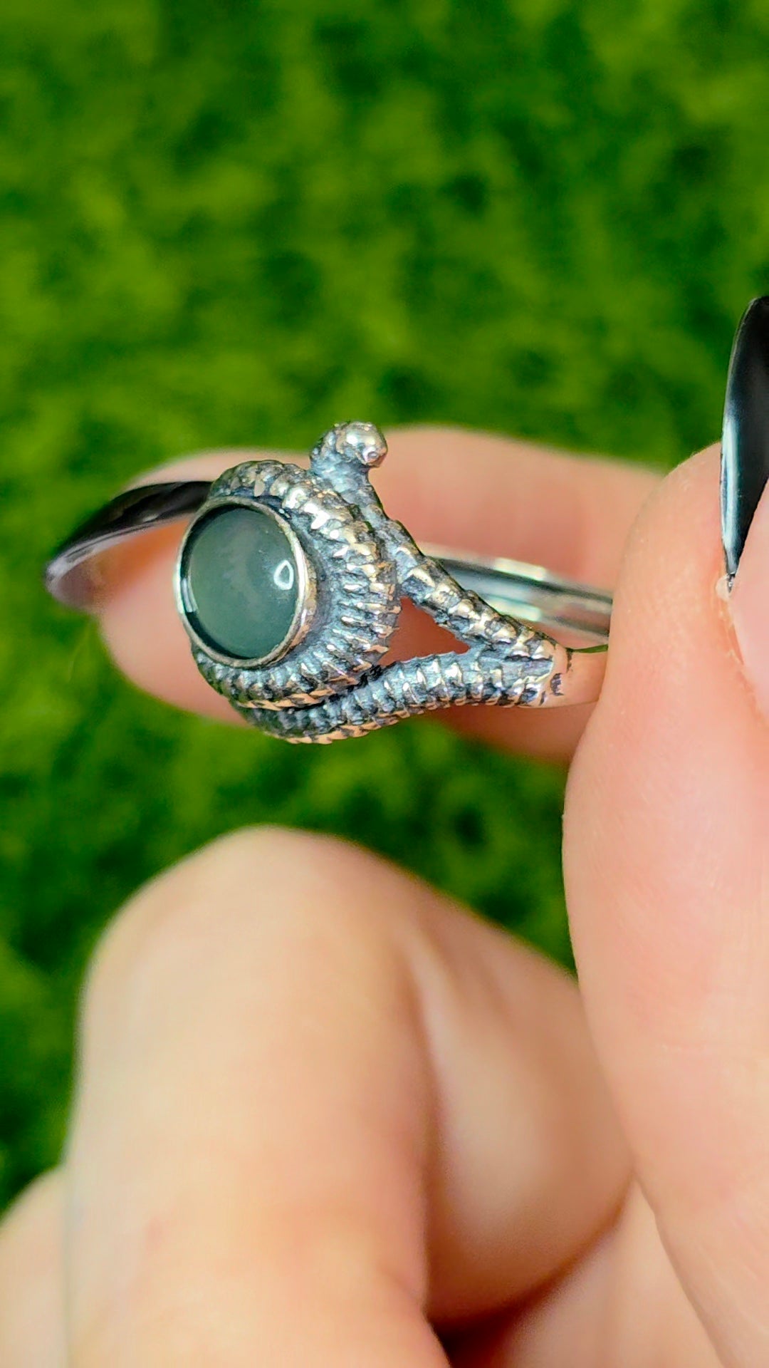 Blue Water Jadeite Snake Ring
