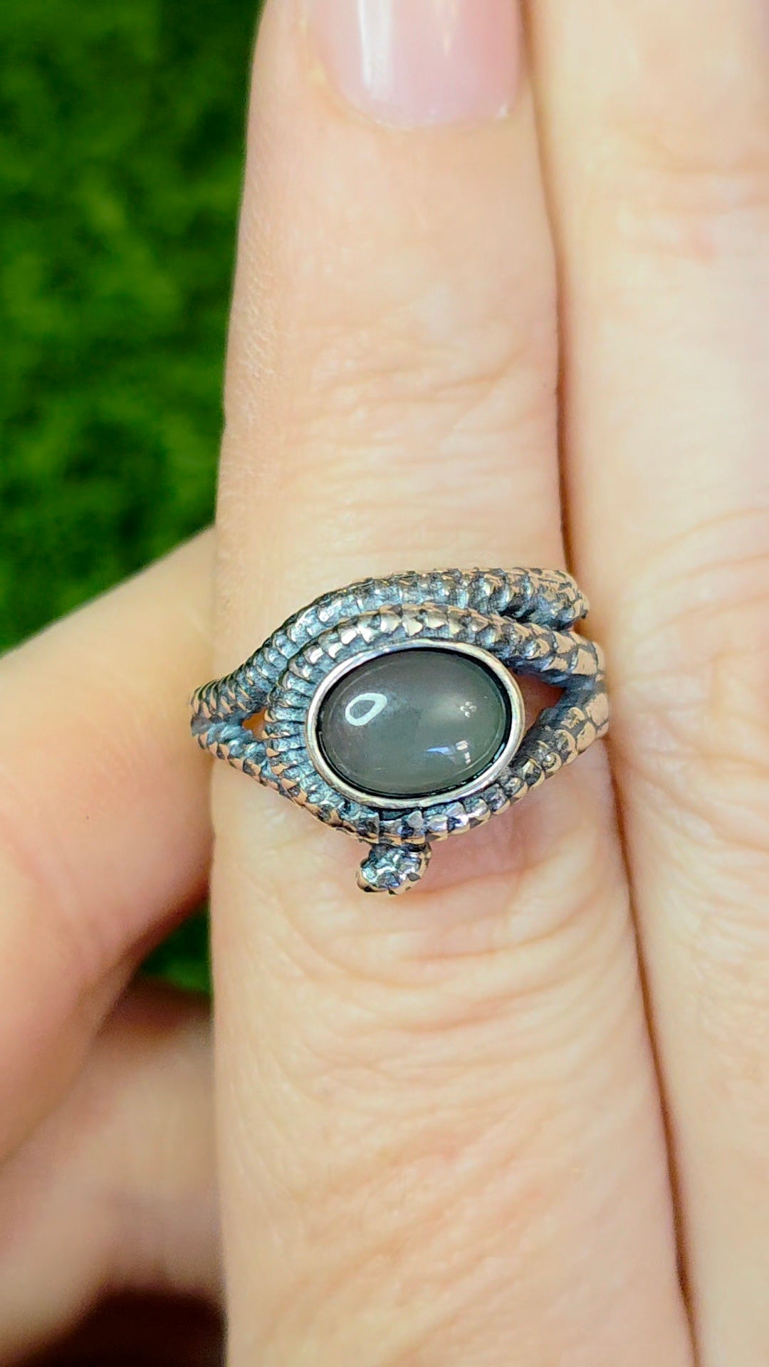 Blue Water Jadeite Snake Ring