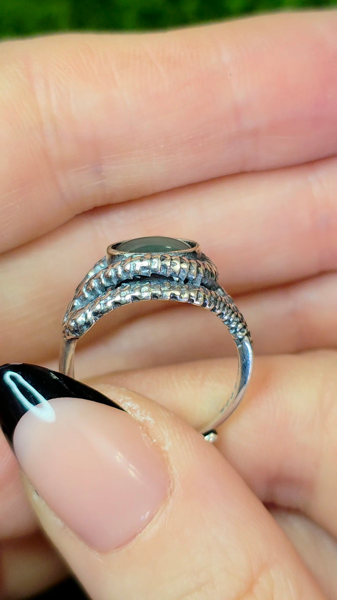 Blue Water Jadeite Snake Ring