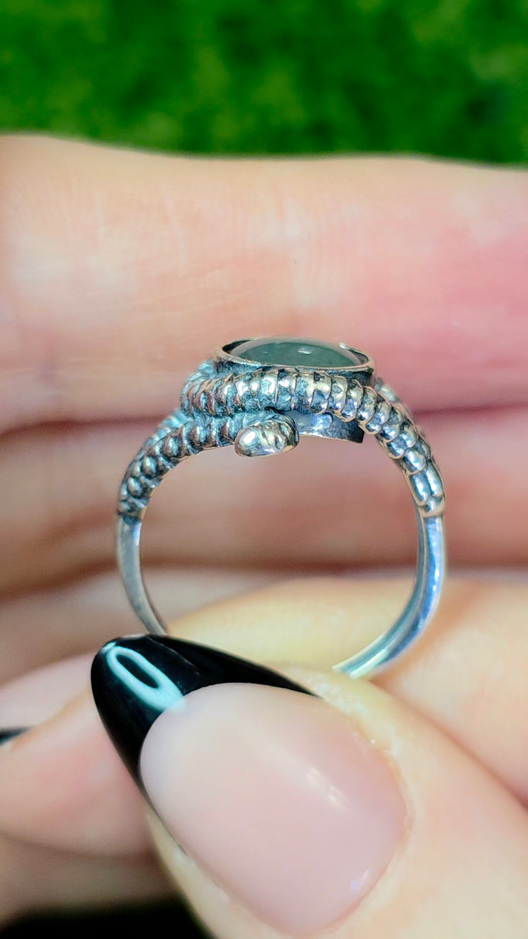 Blue Water Jadeite Snake Ring