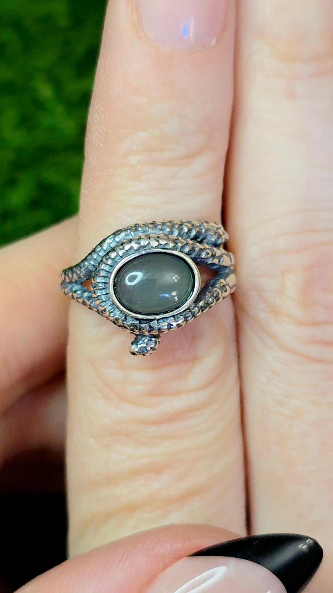 Blue Water Jadeite Snake Ring