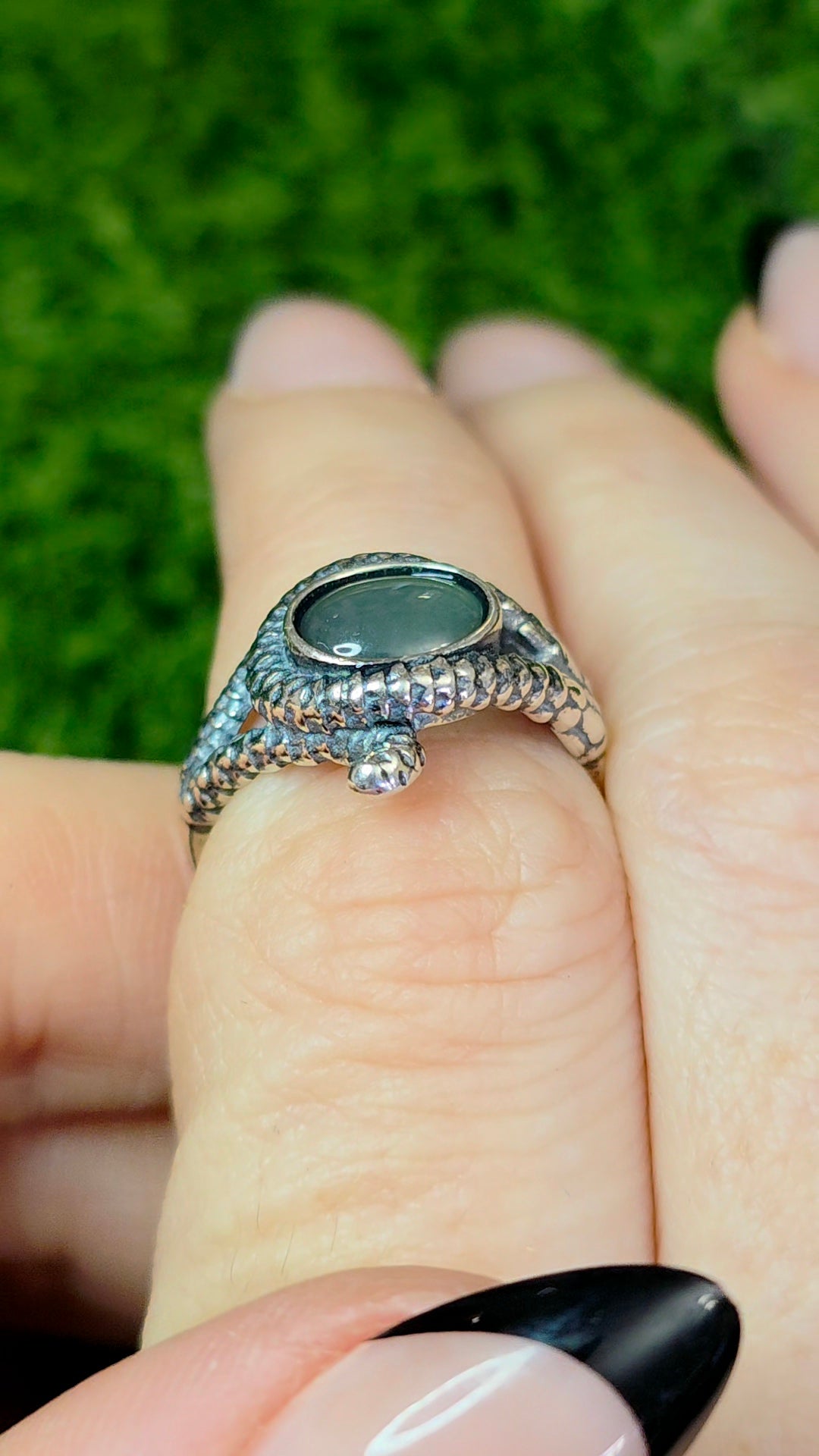 Blue Water Jadeite Snake Ring