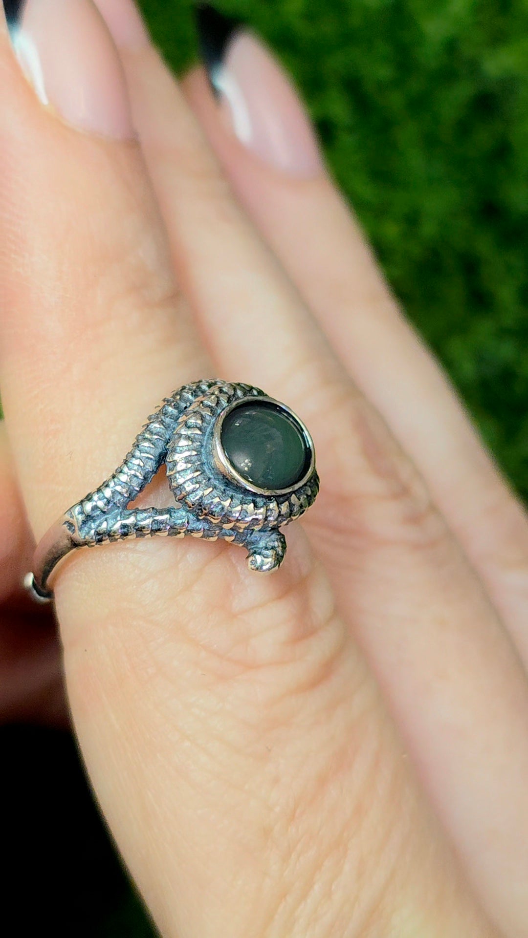 Blue Water Jadeite Snake Ring