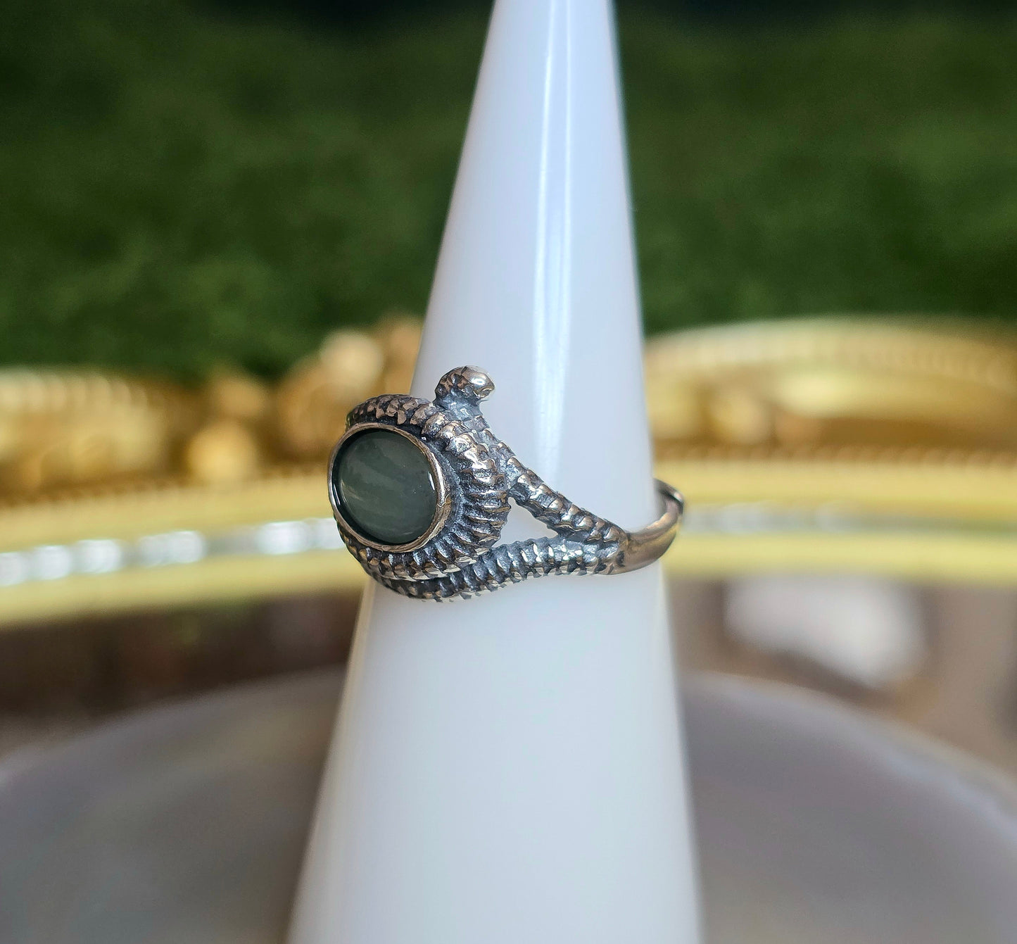 Blue Water Jadeite Snake Ring