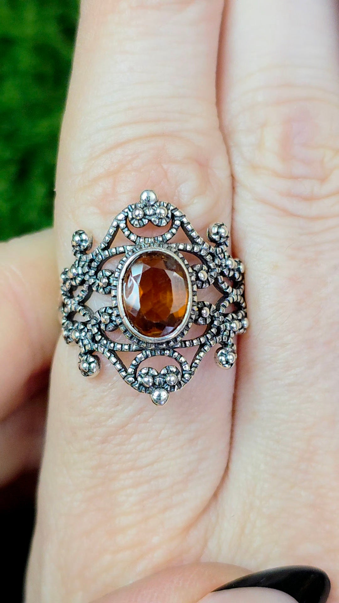 Fanta Garnet Art Deco Ring