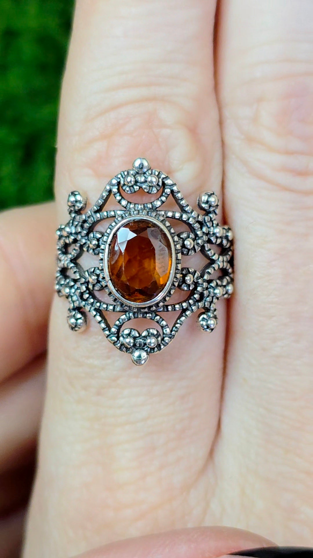 Fanta Garnet Art Deco Ring
