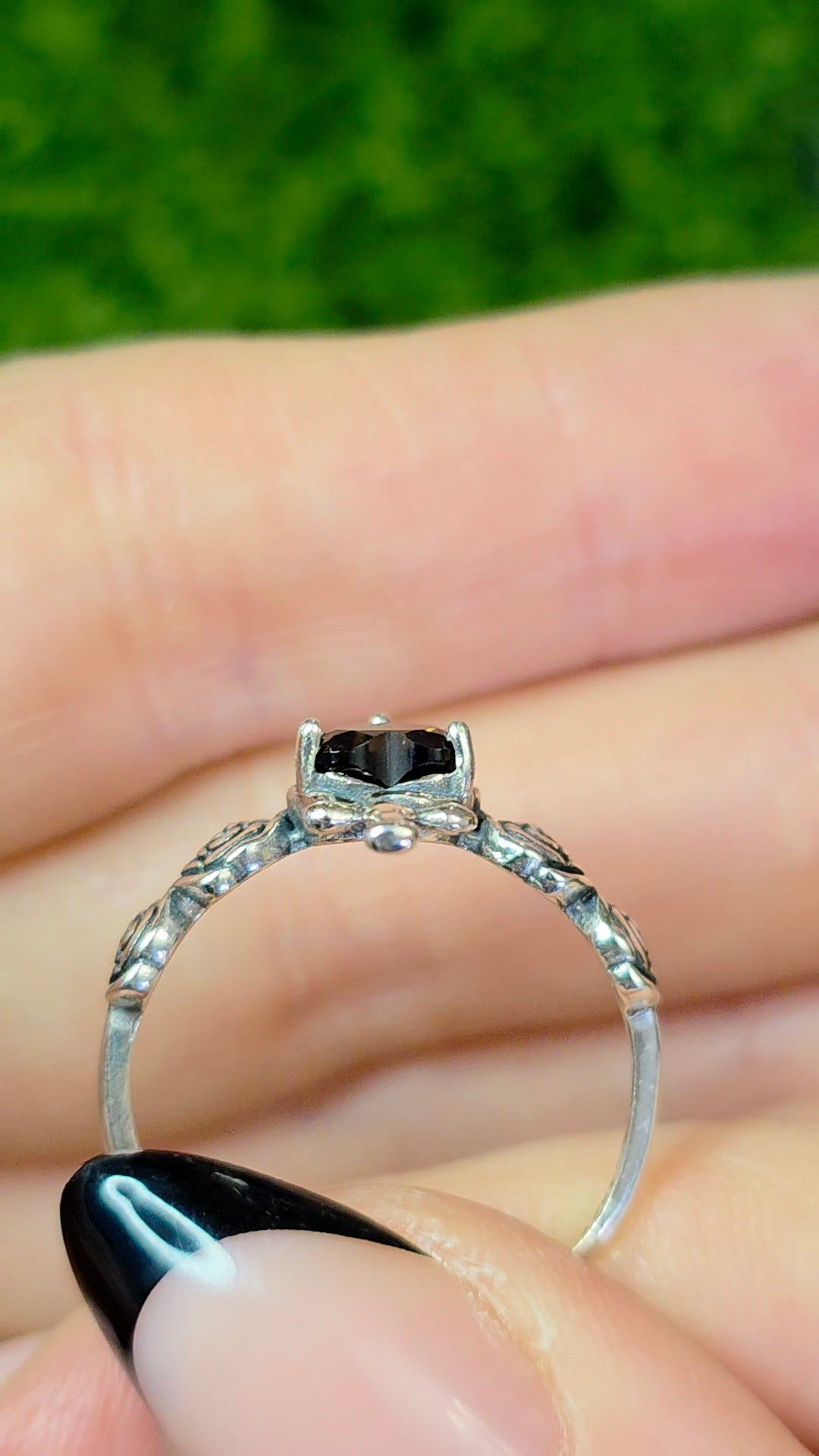 Smokey Quartz Rose and Dagger Ring