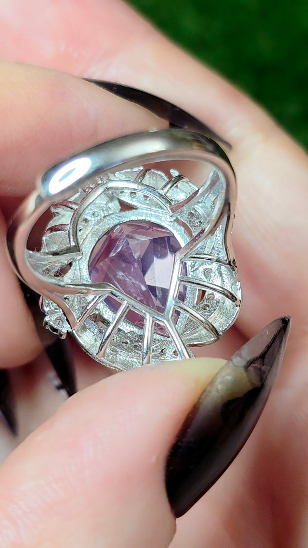 Lavender Moon Quartz Shield Ring