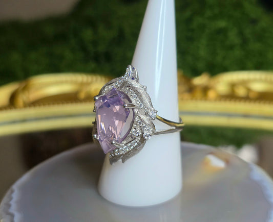 Lavender Moon Quartz Shield Ring