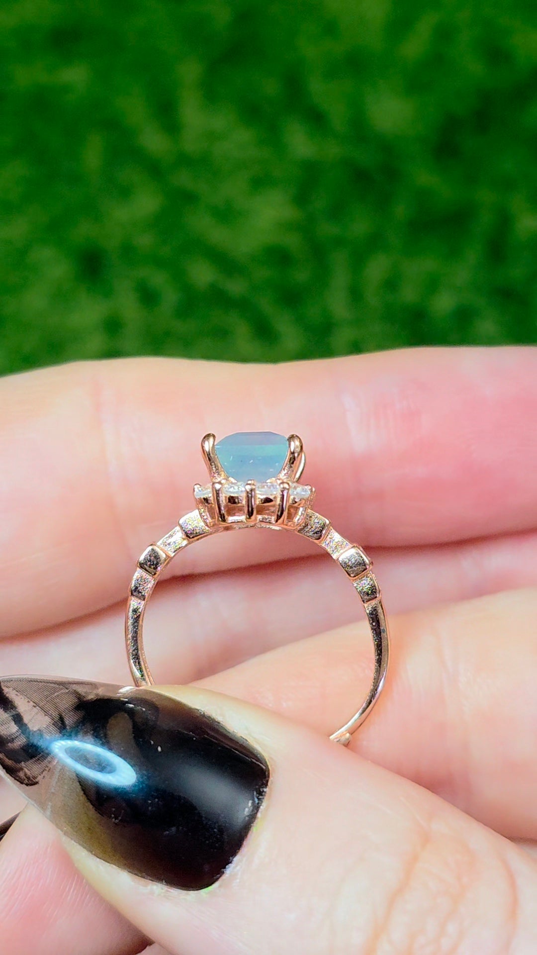 Aquamarine Baguette Rose Gold Ring