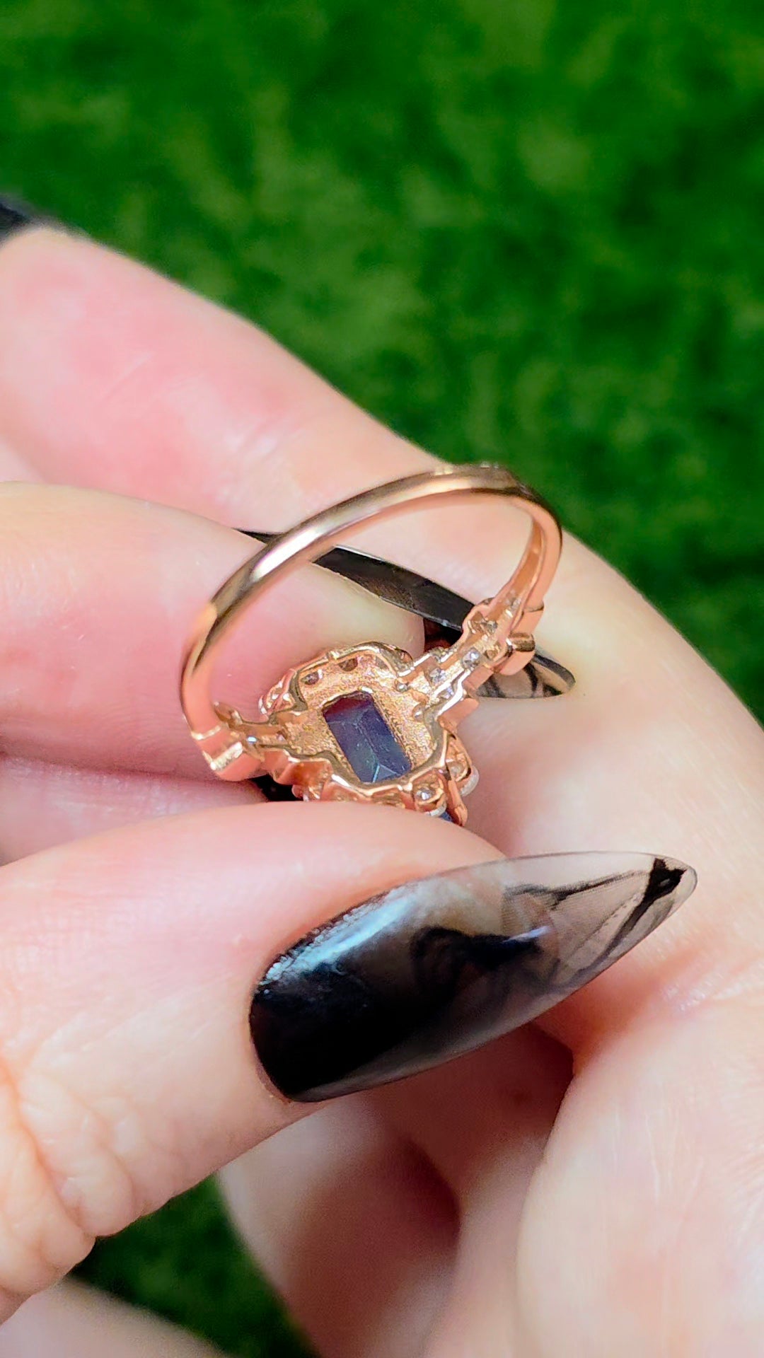 Aquamarine Baguette Rose Gold Ring