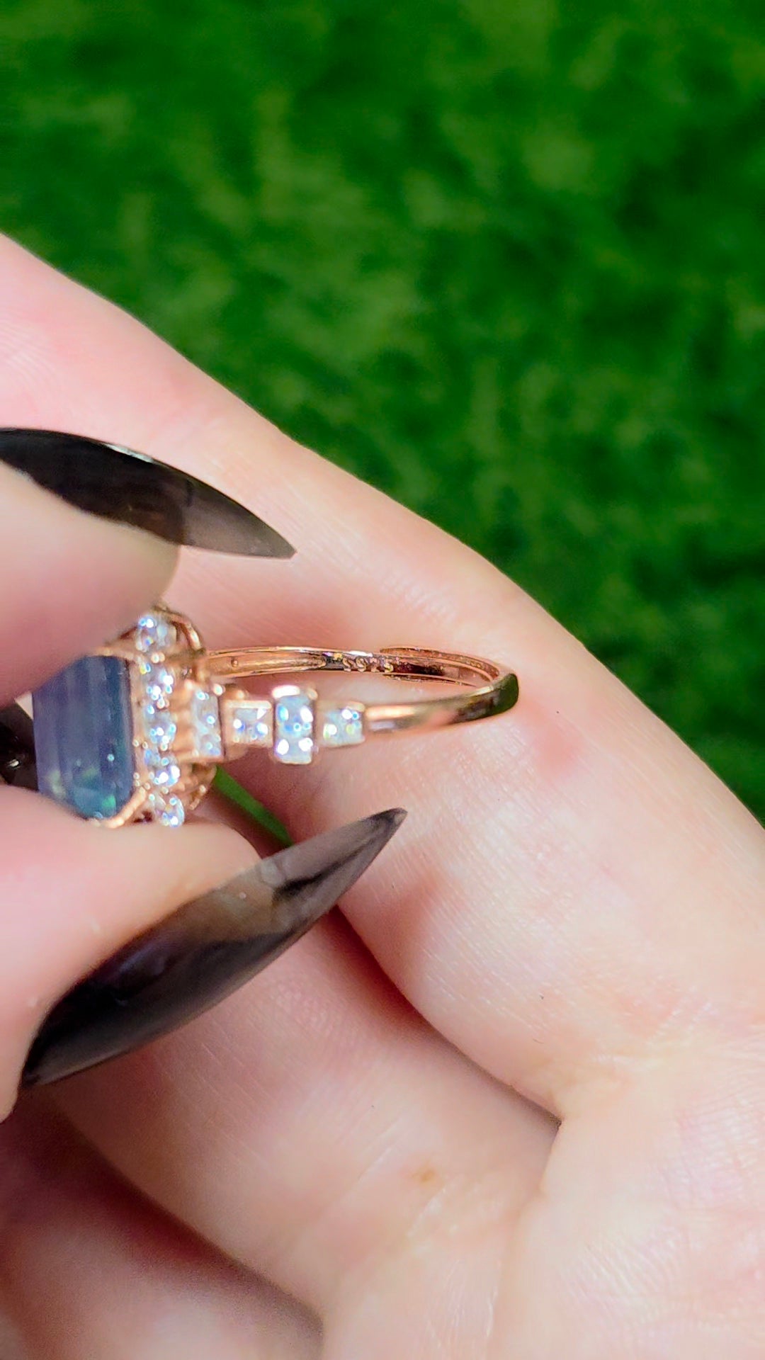 Aquamarine Baguette Rose Gold Ring
