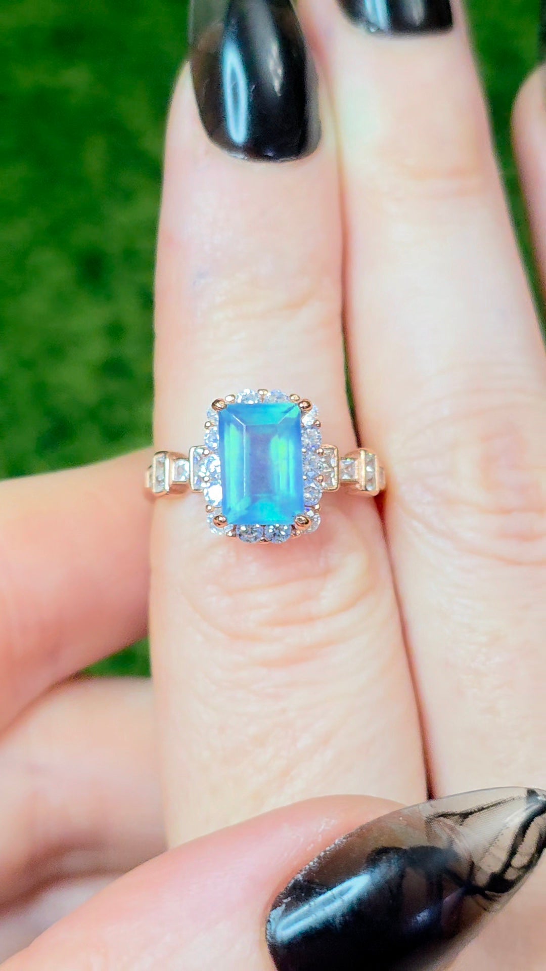 Aquamarine Baguette Rose Gold Ring