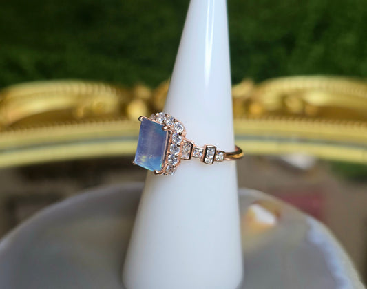 Aquamarine Baguette Rose Gold Ring