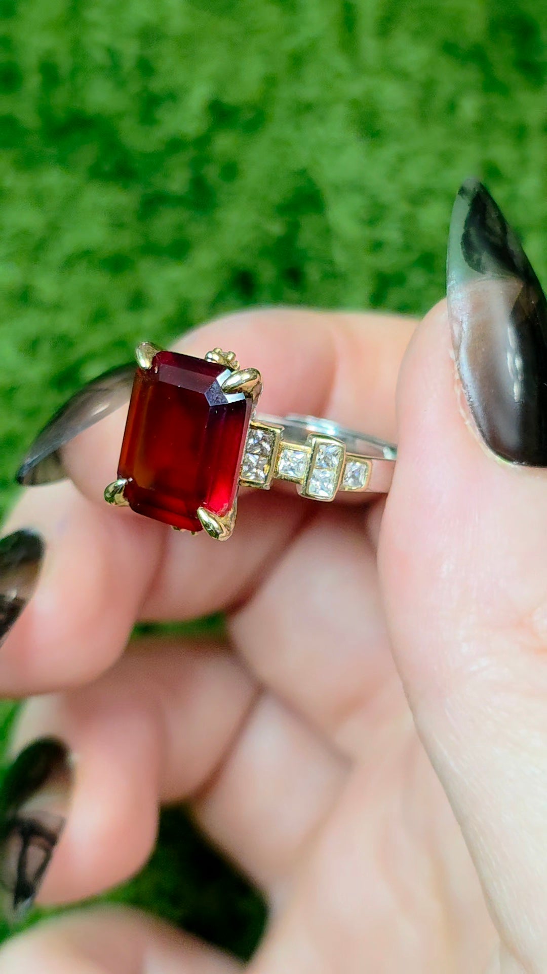 Blood Red Garnet Art Deco Ring