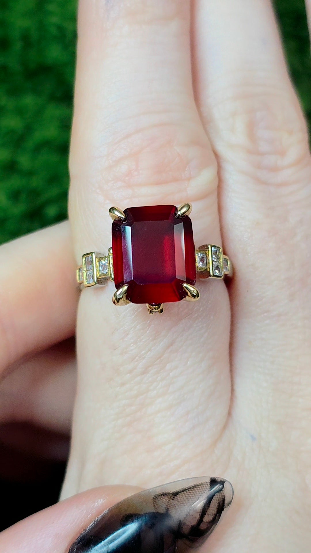 Blood Red Garnet Art Deco Ring