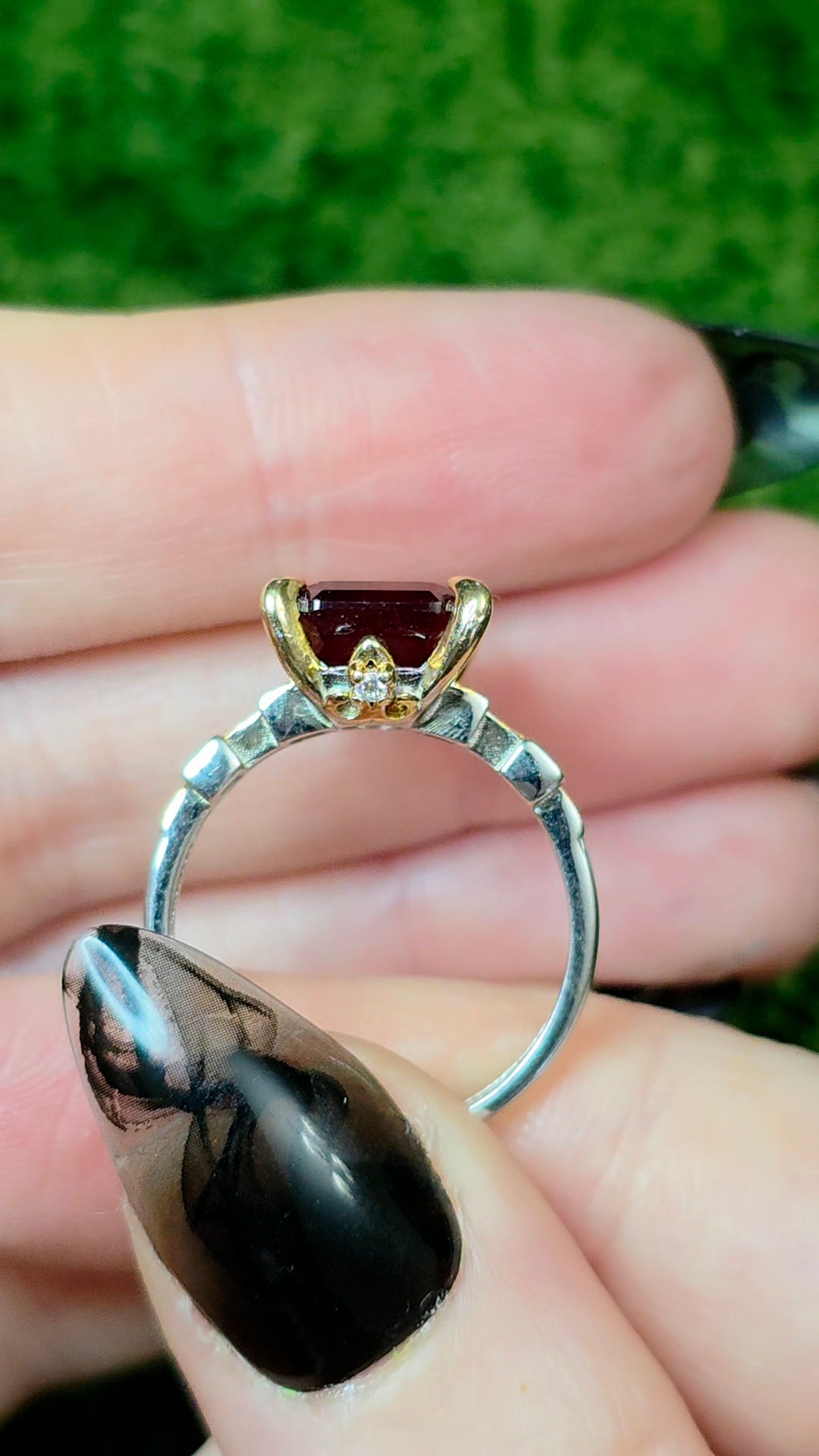 Blood Red Garnet Art Deco Ring