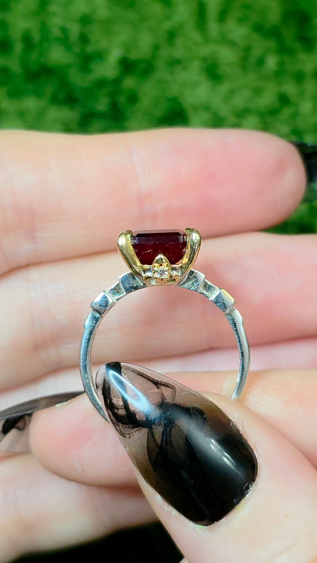 Blood Red Garnet Art Deco Ring