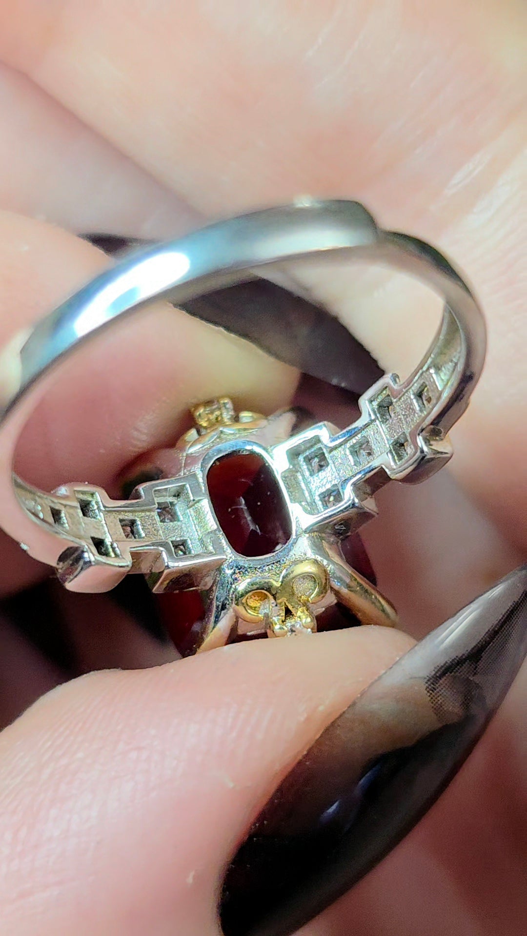 Blood Red Garnet Art Deco Ring
