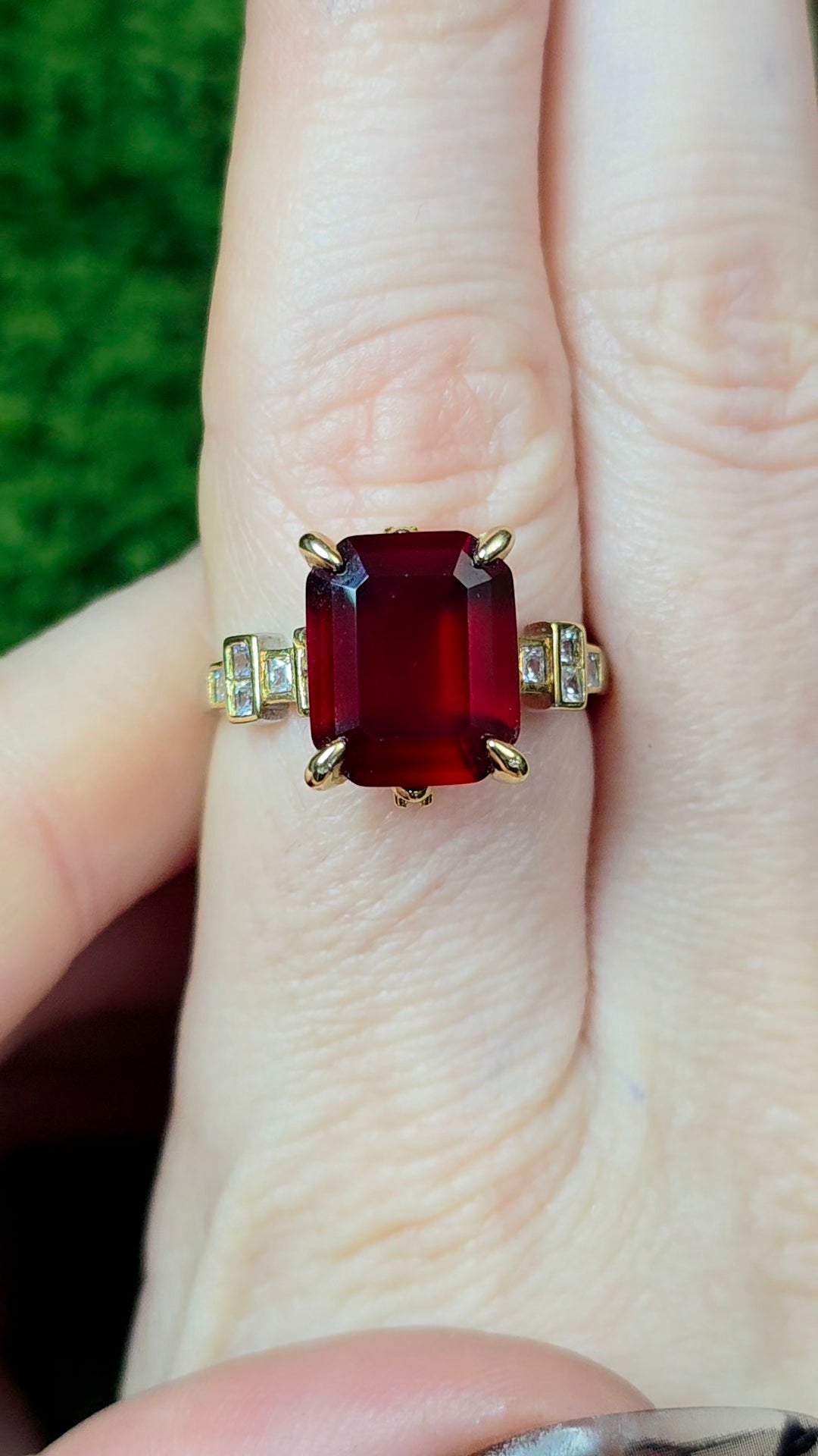 Blood Red Garnet Art Deco Ring