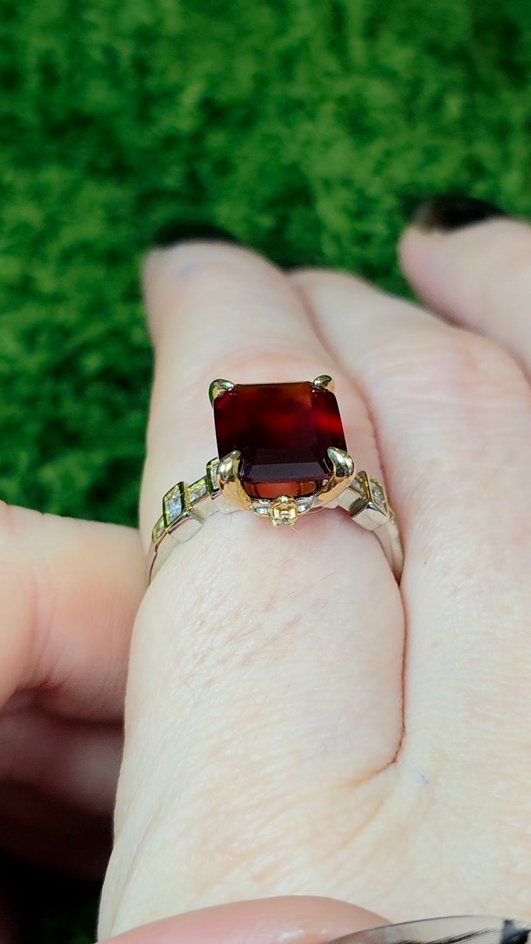 Blood Red Garnet Art Deco Ring