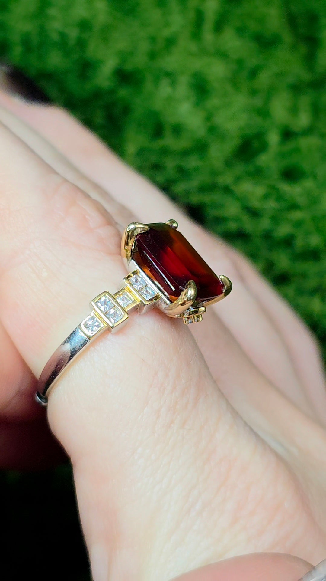 Blood Red Garnet Art Deco Ring
