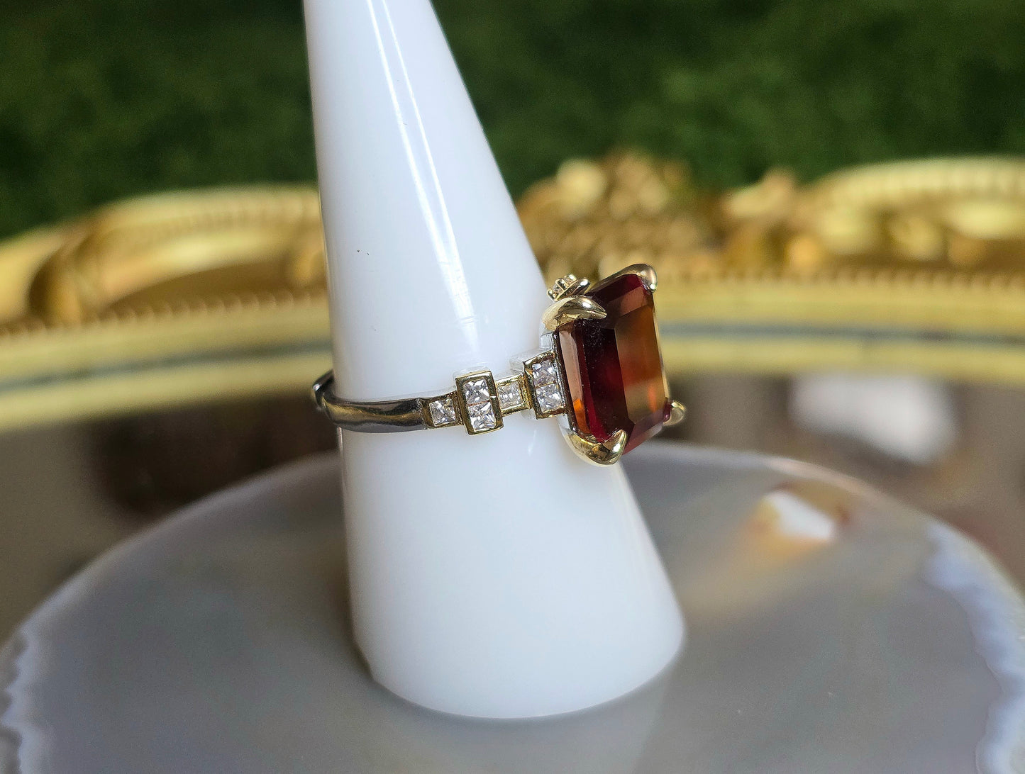 Blood Red Garnet Art Deco Ring