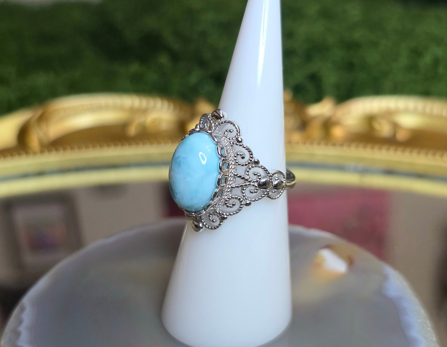 Larimar Filigree Ring