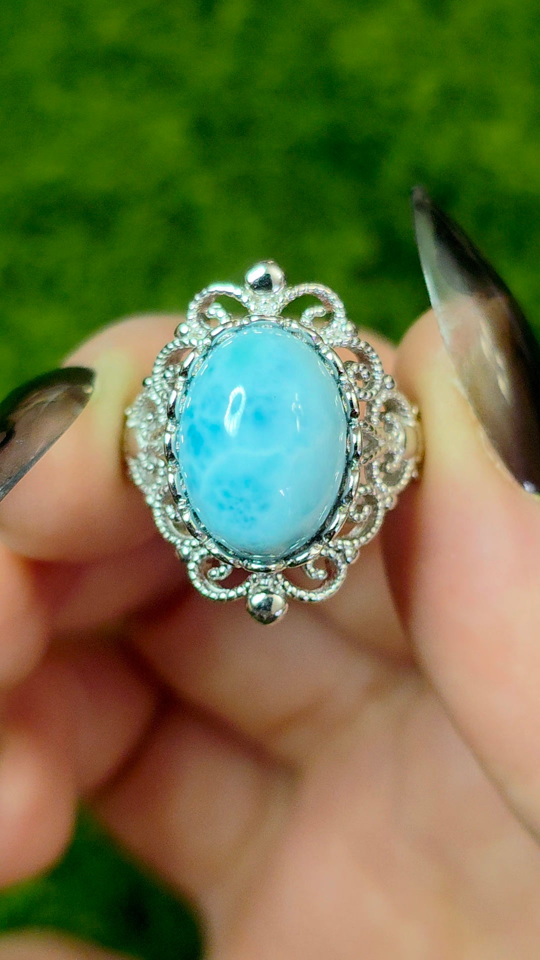 Larimar Filigree Ring